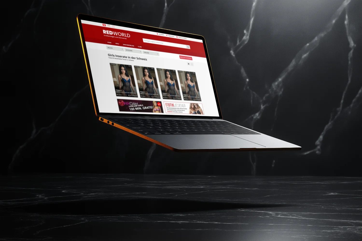 Software für Erotik-Anzeigen – Redworld Erotikportal auf einem Laptop